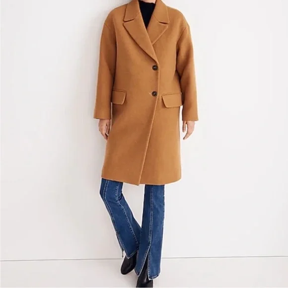 Madewell Hayden Camel Coat Notched Lapels Single-Breasted Size M